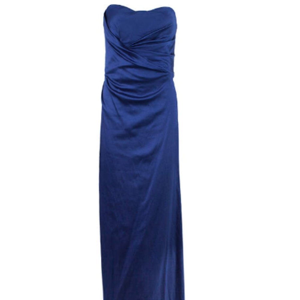 Alberta Ferretti Blue Strapless Fishtail Gown L